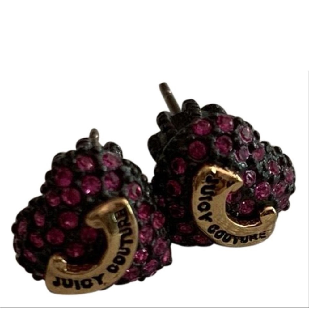 Juicy Couture pink/black pave stud earrings